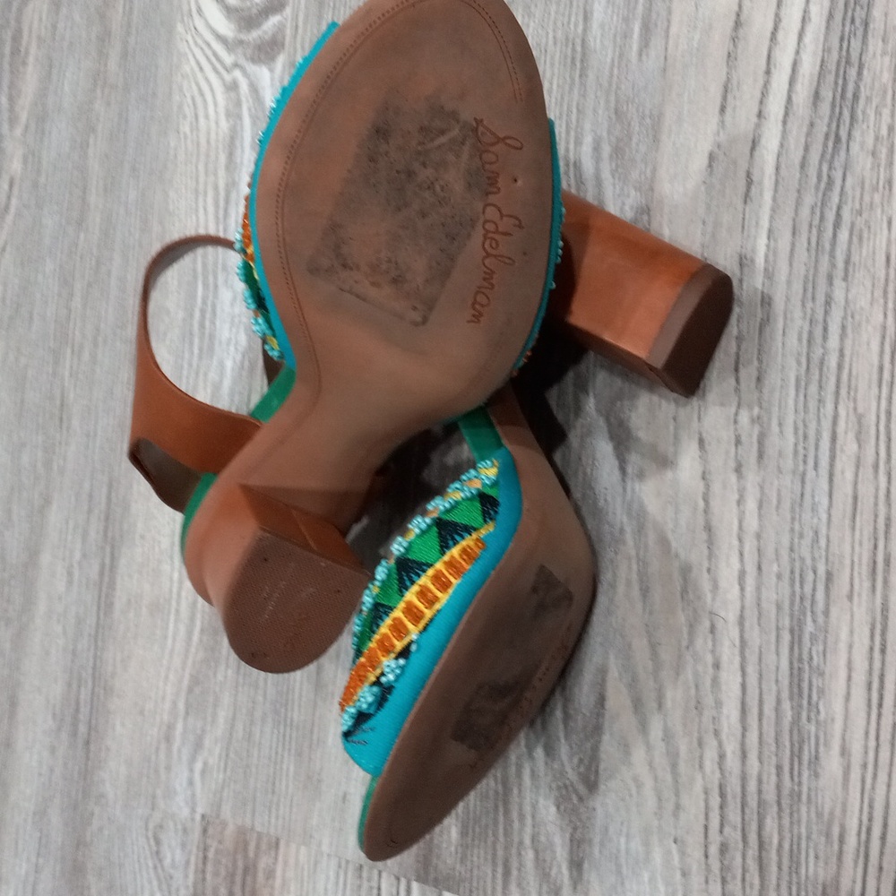 Sam Edelman Brown and Teal Heels - Picture 14 of 16